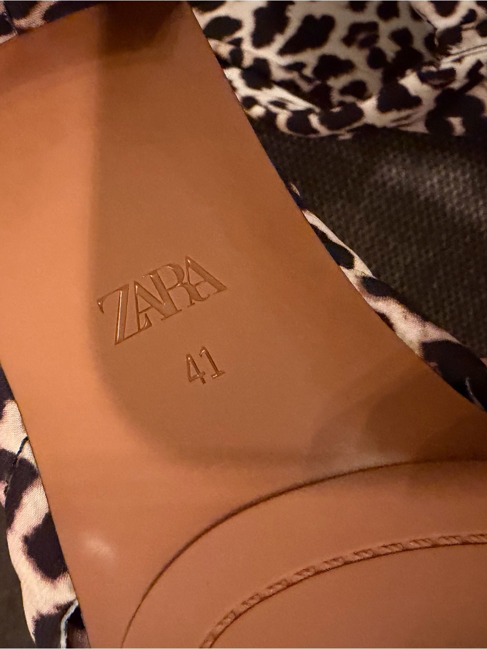 Zara Leopard Print Twisted Strap Mules - Black & Cream - Picture 4 of 5